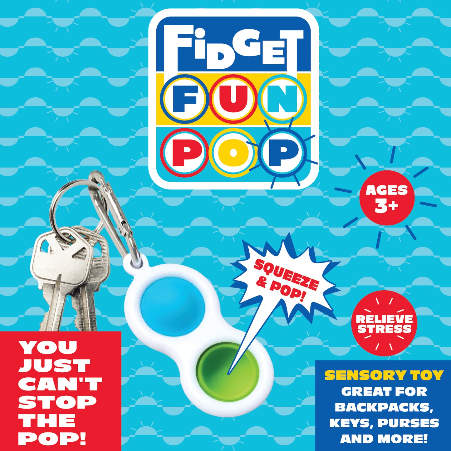 ITEM NUMBER 023028 FIDGET POP KEYCHAIN 24 PIECES PER DISPLAY