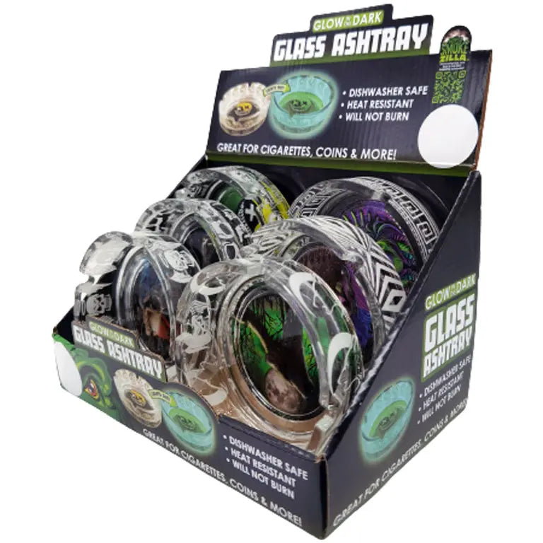 Glow in The Dark Glass Ashtray - 6 Pieces Per Retail Ready Display 23032 SMOKEZILLA