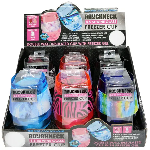 8.5 oz Insulated Freezer Gel Wine Cup - 6 Pieces Per Retail Ready Display 23060 ROUGHNECK
