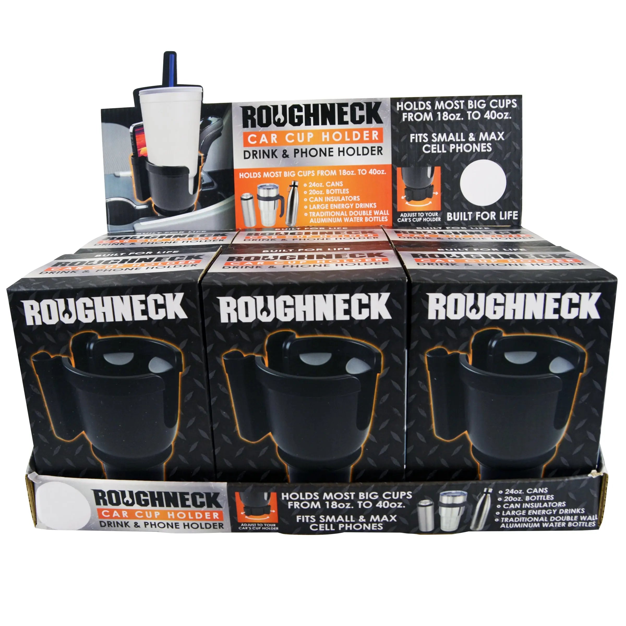 Cup Holder with Cell Phone Storage - 6 Pieces Per Retail Ready Display 23063 ROUGHNECK
