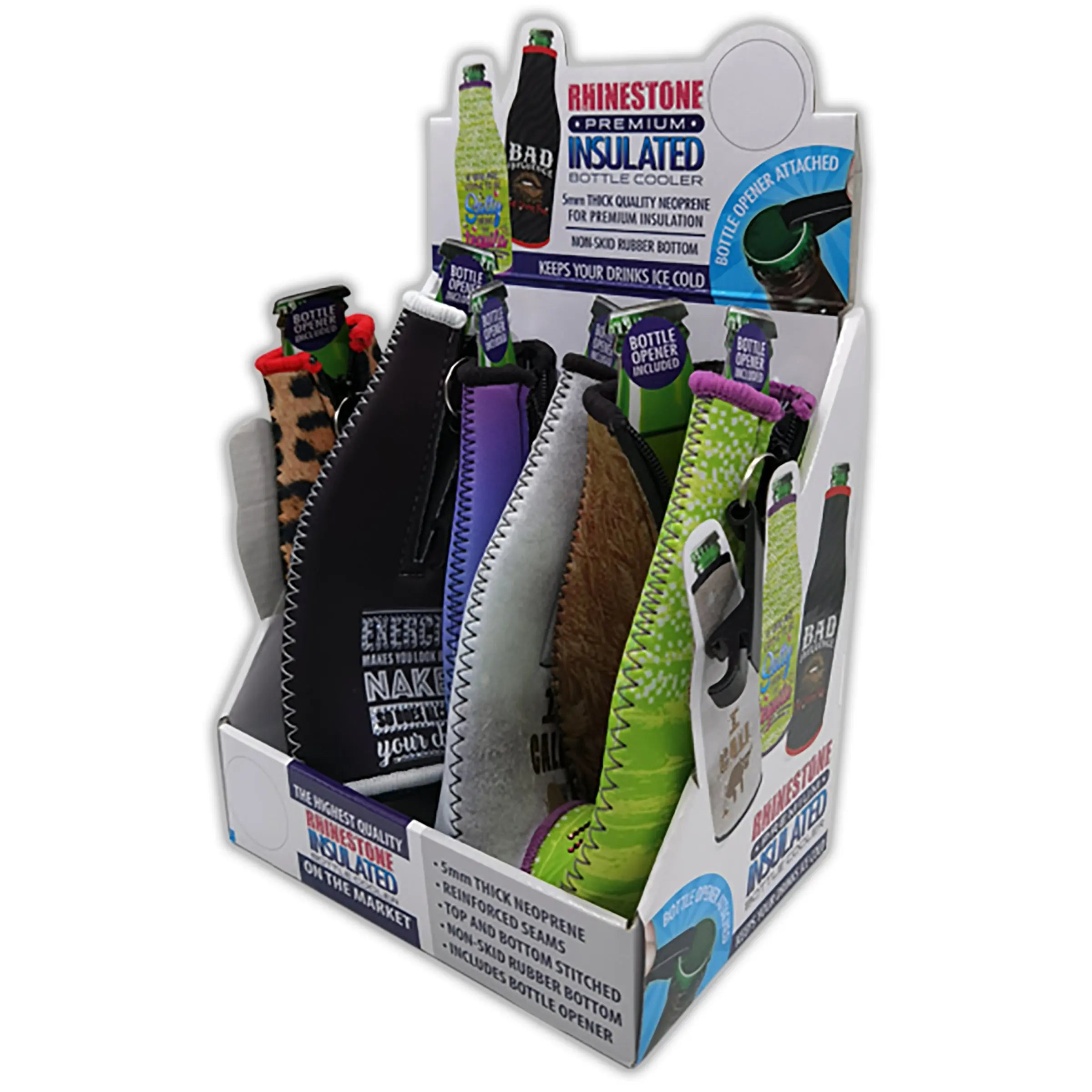 Neoprene Rhinestone Bottle Suit Cooler - 6 Per Retail Ready Display 23127 POLAR GEAR