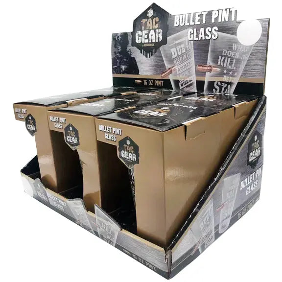 16 oz Tac Gear Bullet Patriotic Pint Glass - 6 Pieces Per Retail Ready Display 23151 TAC GEAR
