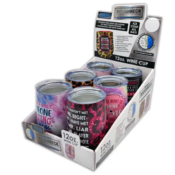 12 oz Insulated Stainless-Steel Wine Cup - 6 Pieces Per Retail Ready Display 23158 ROUGHNECK