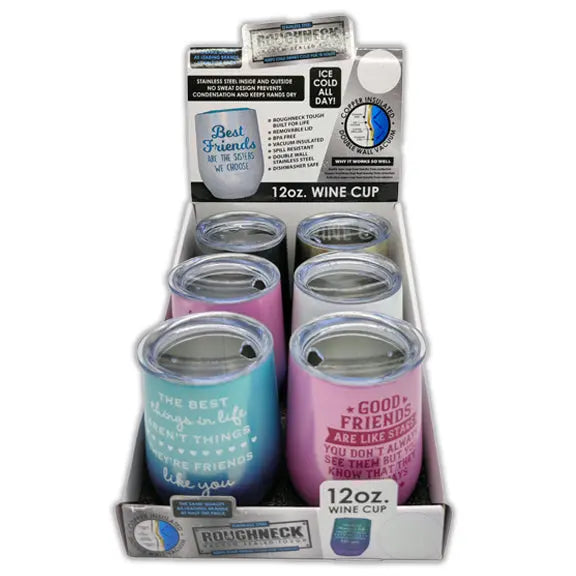 12 oz Insulated Wine Cup - 6 Pieces Per Retail Ready Display 23159 ROUGHNECK