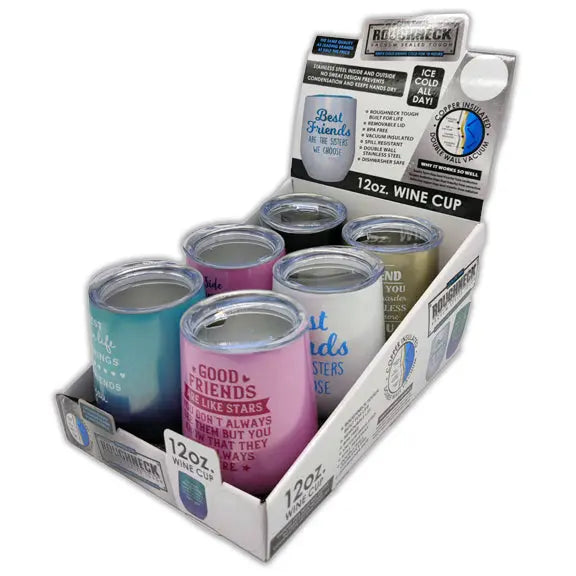 12 oz Insulated Wine Cup - 6 Pieces Per Retail Ready Display 23159 ROUGHNECK
