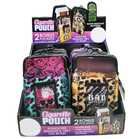 Neoprene Cigarette Pouch with Pocket - 8 Pieces Per Retail Ready Display 23261 SMOKEZILLA