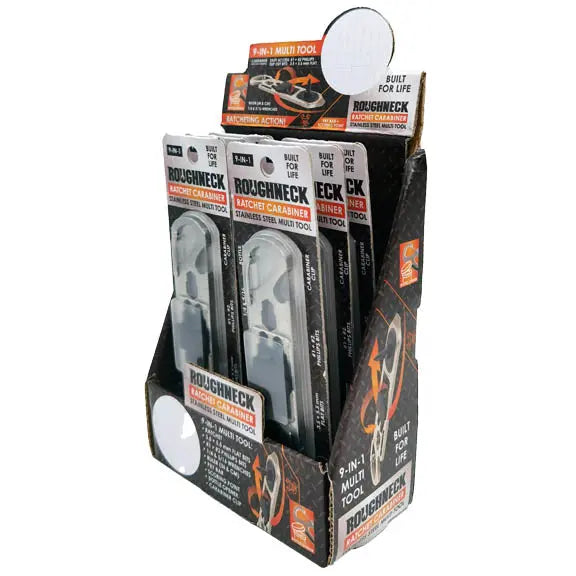 Multi-Tool 9-In-1 Ratchet Carabiner - 6 Pieces Per Retail Ready Display 23281 ROUGHNECK