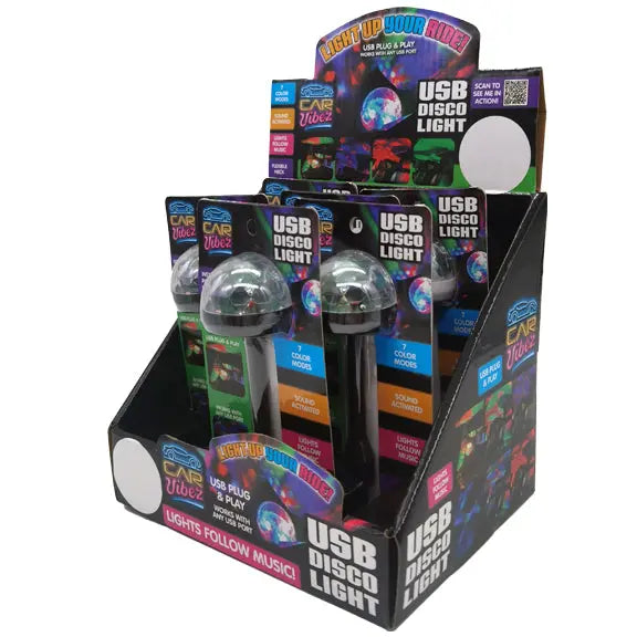 Mood Light USB Mini Disco Ball - 6 Pieces Per Retail Ready Display 23308 CAR VIBEZ