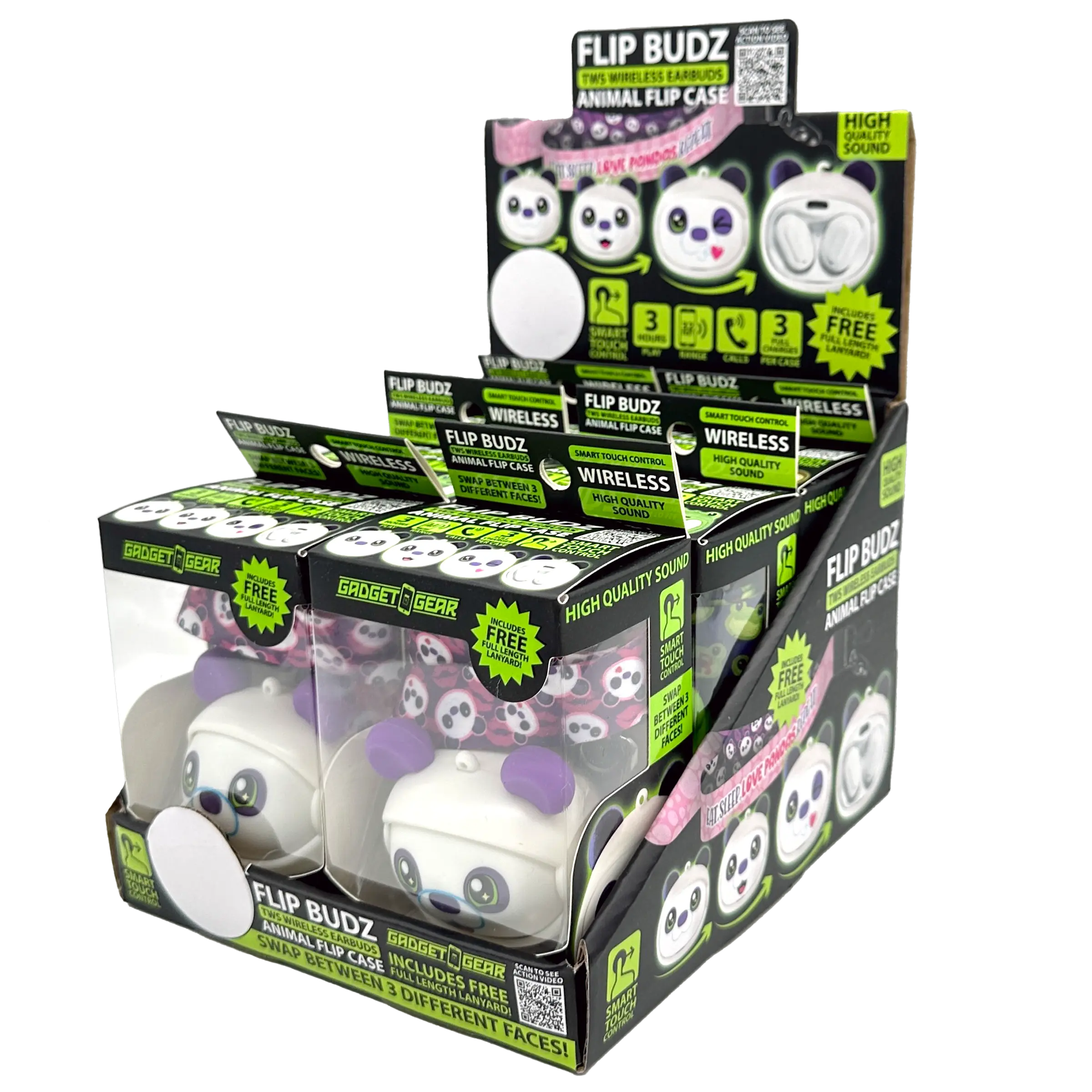 Wireless Earbuds Animal Themed with Case and Lanyard - 6 Pieces Per Retail Ready Display 23561 GADGET GEAR