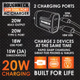 AC Wall Charger Dual Port USB / USB-C 20 Watts - 6 Pieces Per Retail Ready Display 23689