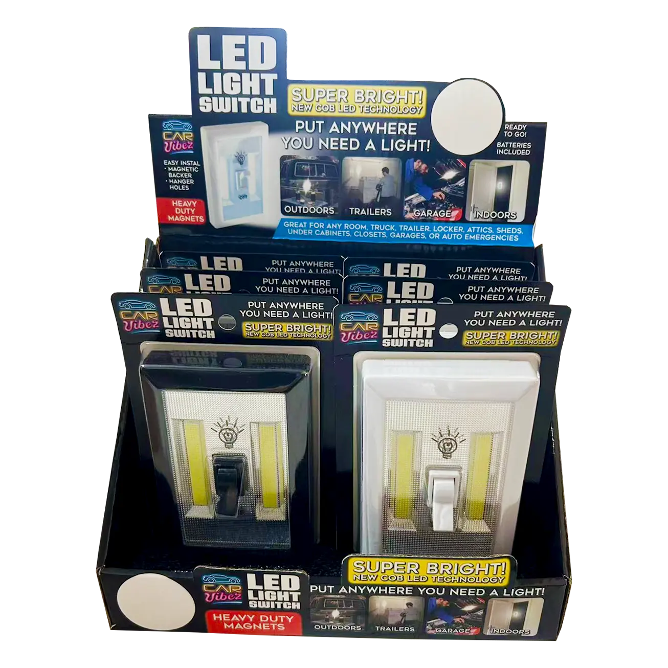 LED Light Switch with Magnets - 6 Pieces Per Retail Ready Display 23692 CAR VIBEZ
