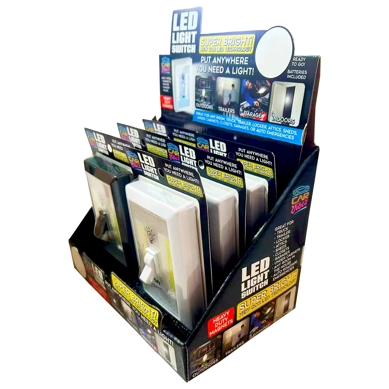 LED Light Switch with Magnets - 6 Pieces Per Retail Ready Display 23692 CAR VIBEZ