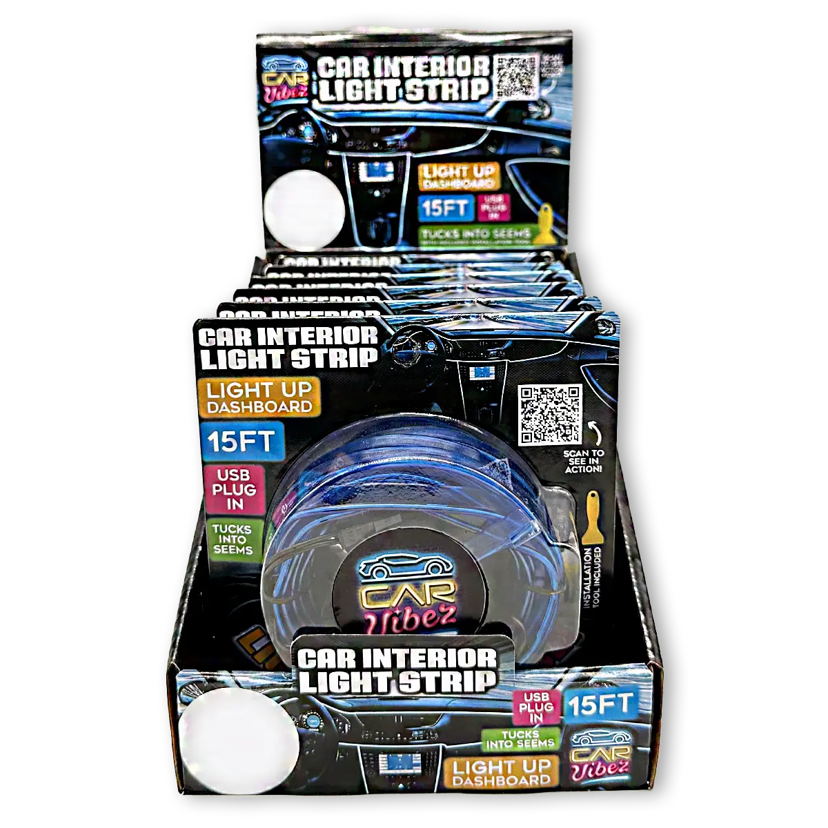 Car Interior Light Strip USB - 6 Pieces Per Retail Ready Display 23698 CAR VIBEZ