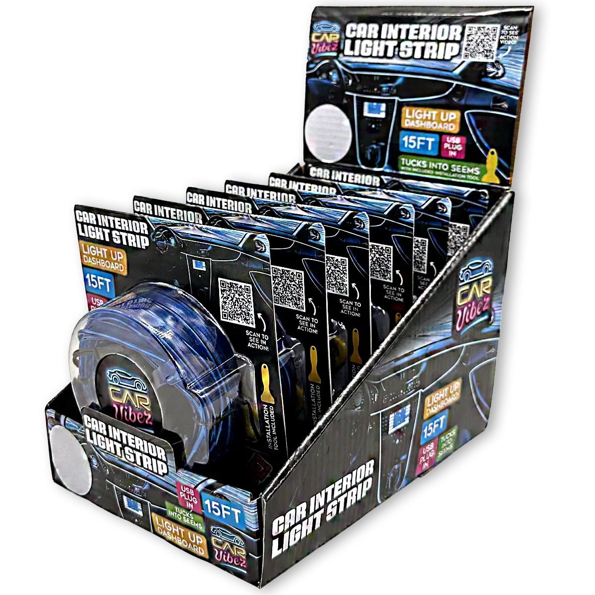 Car Interior Light Strip USB - 6 Pieces Per Retail Ready Display 23698 CAR VIBEZ