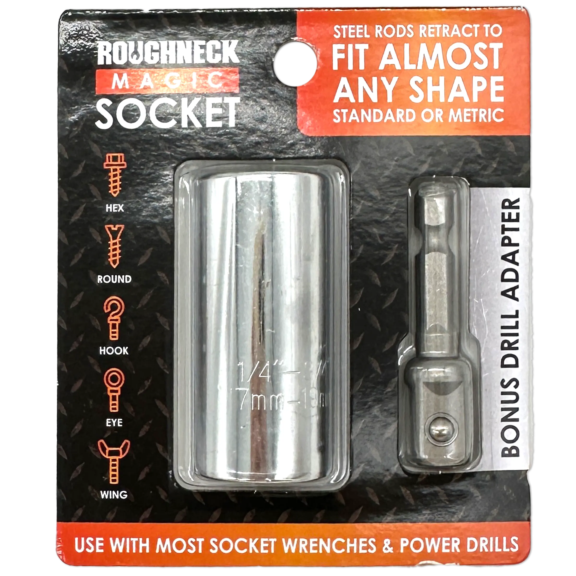 Magic Socket Tool with Drill Adapter - 6 Pieces Per Retail Ready Display 23709 ROUGHNECK