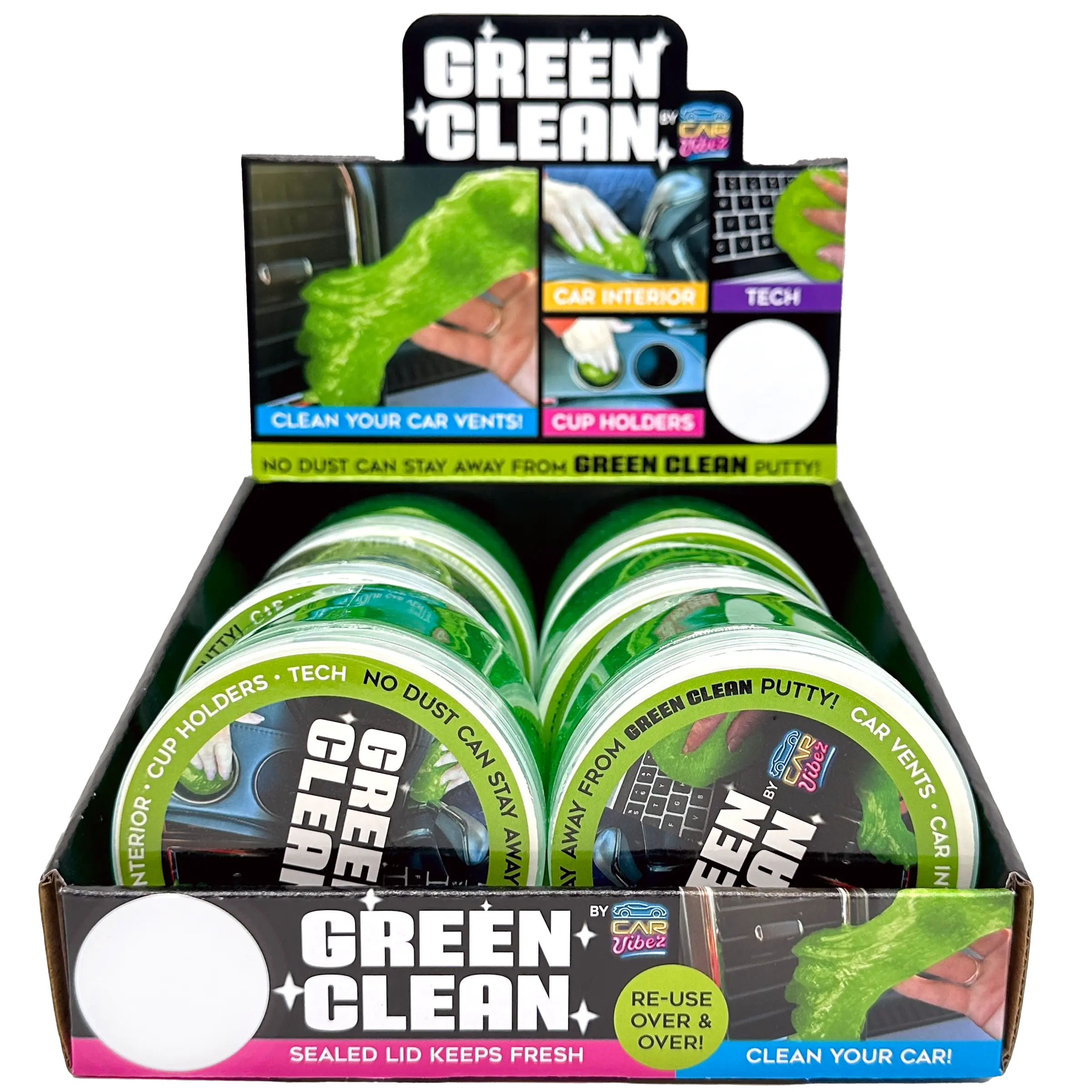 Car Putty Green Clean Car and Technology Slime - 6 Pieces Per Retail Ready Display 23718 CAR VIBEZ