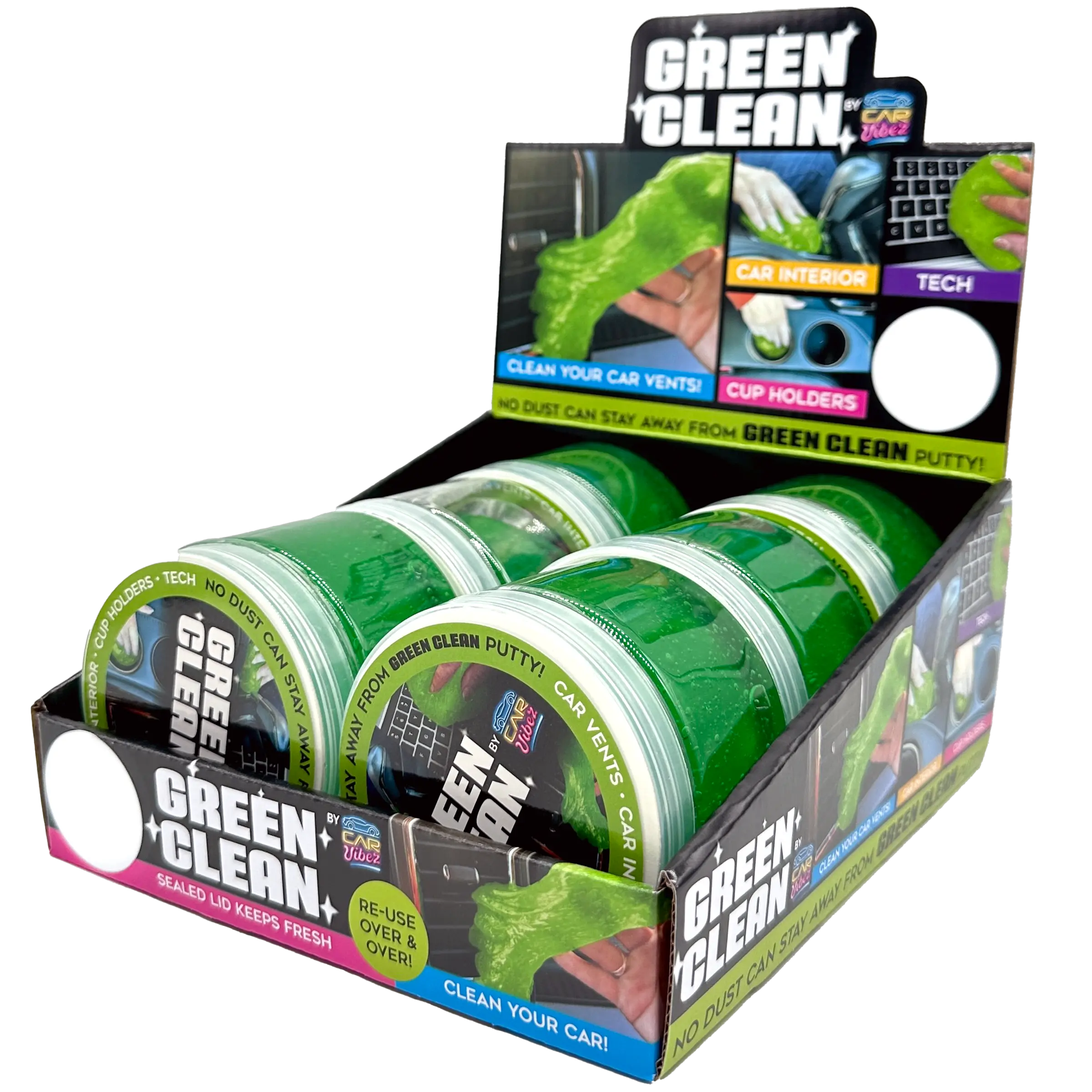 Car Putty Green Clean Car and Technology Slime - 6 Pieces Per Retail Ready Display 23718 CAR VIBEZ