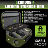 Smell Proof Canvas Printed Lock Bag with Tool Organizer - 4 Pieces Per Retail Ready Display 23720
