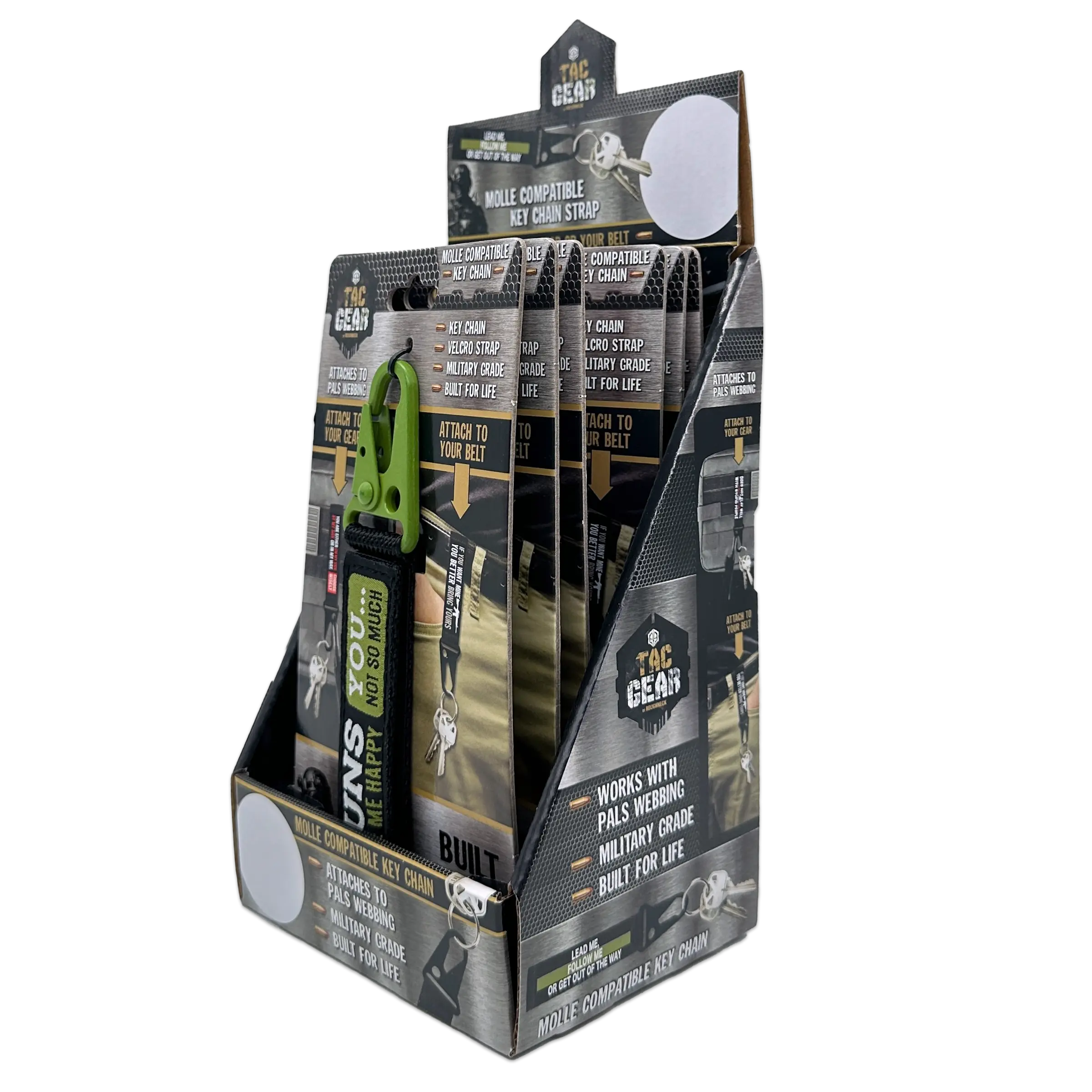 Patriotic MOLLE Strap Key Chain with Heavy Duty Clip - 6 Pieces Per Retail Ready Display 23722 TAC GEAR