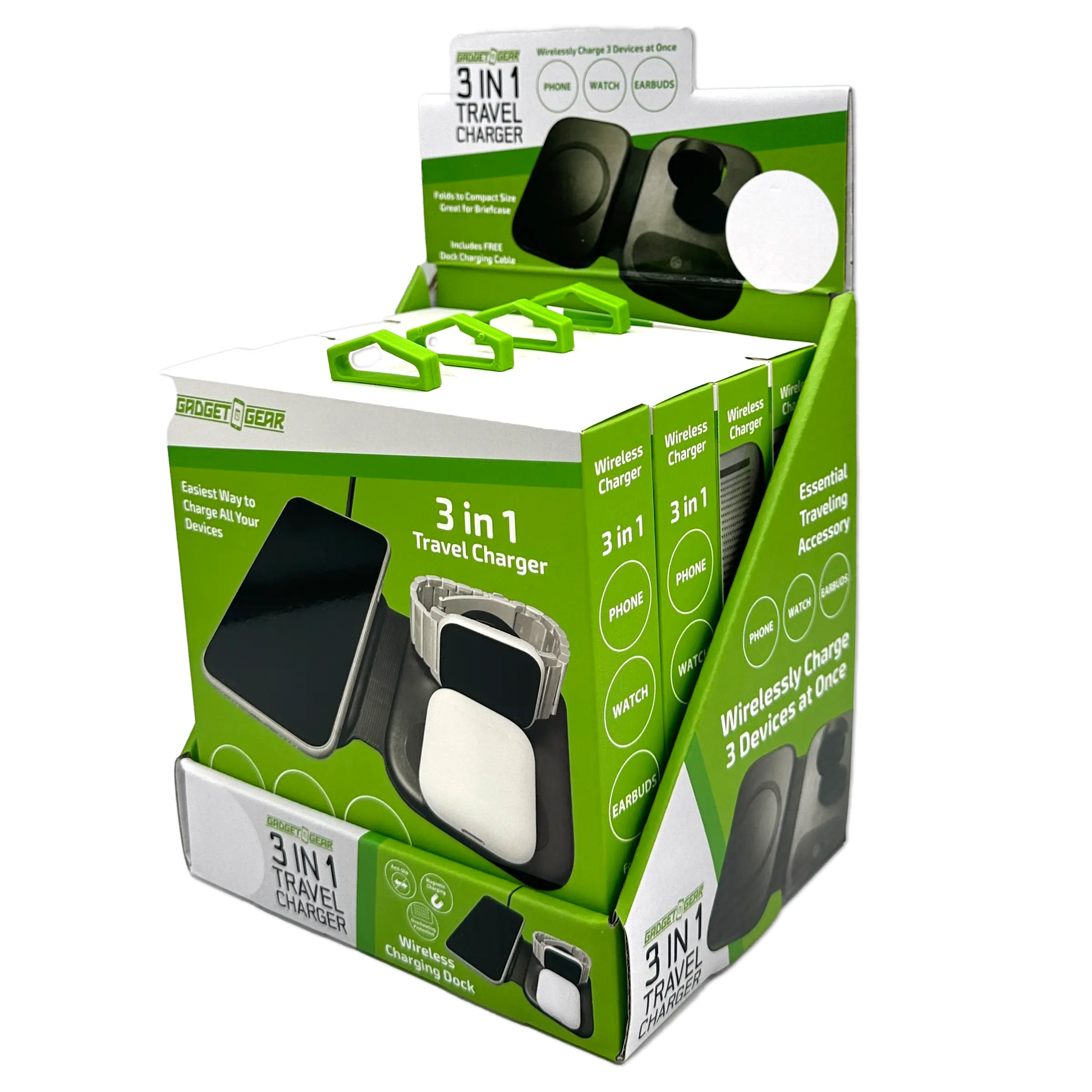 Wireless 3 in 1 Charging Travel Station - 4 Pieces Per Retail Ready Display 23754 GADGET GEAR