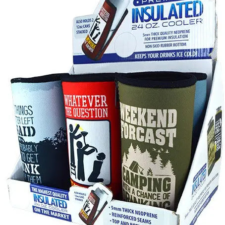 Neoprene 24 Oz Can and Bottle Cooler - 6 Pieces Per Retail Ready Display 23809 POLAR GEAR