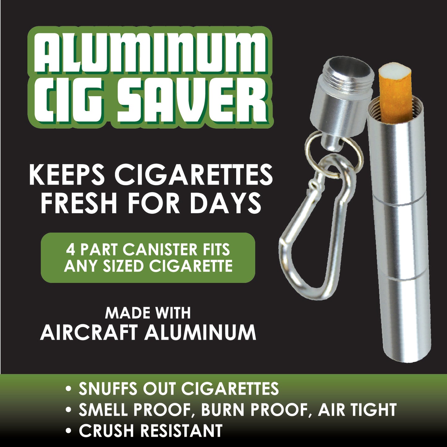 ITEM NUMBER 023865 ALUMINUM CIG SAVER 12 PIECES PER DISPLAY