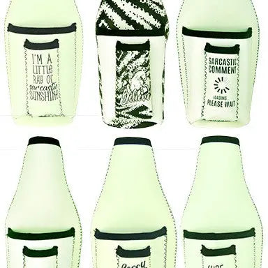 Neoprene Glow in The Dark Bottle Suit Cooler with Cigarette Pouch - 6 Pieces Per Retail Ready Display 24208 POLAR GEAR