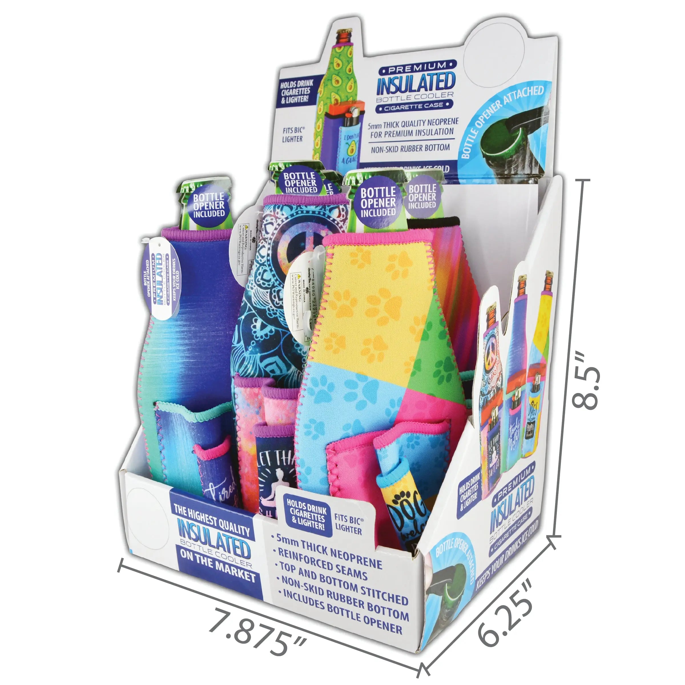 Neoprene 16 Oz Bottle Suit Cooler with Cigarette Pouch - 6 Per Retail Ready Display 24238 POLAR GEAR