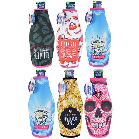 Neoprene Rhinestone Bottle Suit Cooler - 6 Per Retail Ready Display 24636 POLAR GEAR