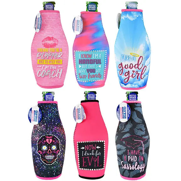 Neoprene Rhinestone Bottle Suit Cooler - 6 Per Retail Ready Display 24638 POLAR GEAR