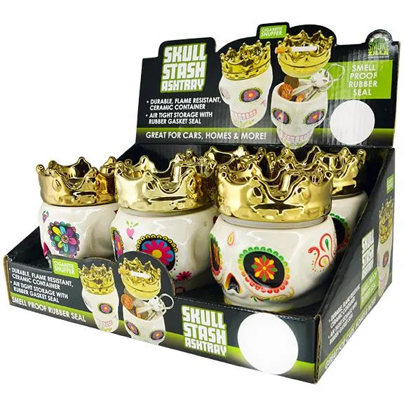 Ceramic Skull Ash Tray and Stash Jar - 6 Pieces Per Retail Ready Display 24993 SMOKEZILLA