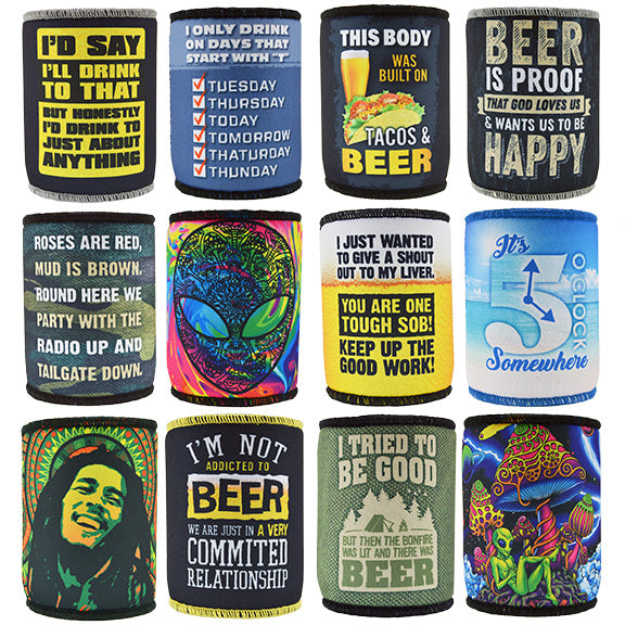 ITEM NUMBER 025198 5MM CAN COOLER 12 PIECES PER DISPLAY