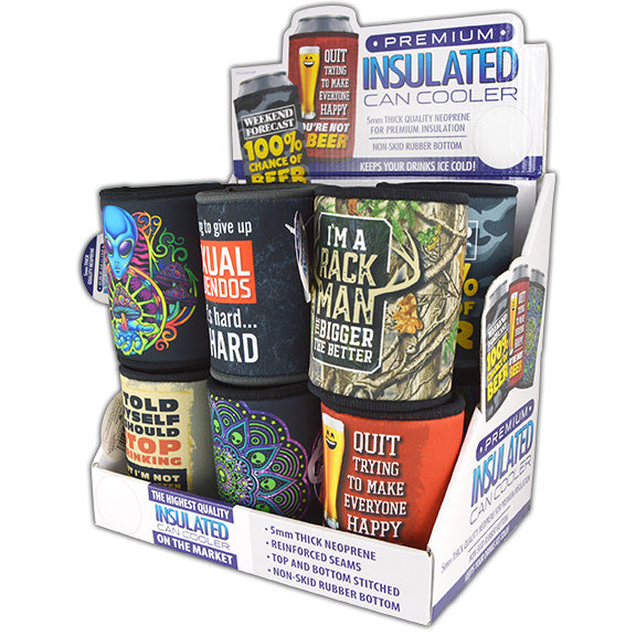 ITEM NUMBER 025200 5MM CAN COOLER 12 PIECES PER DISPLAY