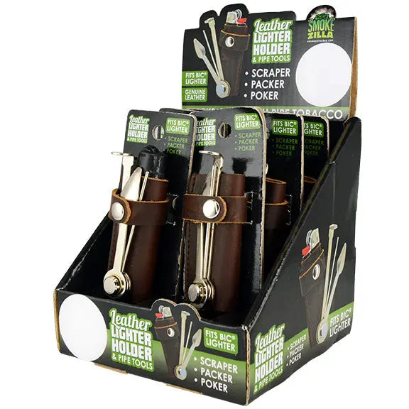 Leather Lighter Case With Tools  - 6 Pieces Per Retail Ready Display 25592 SMOKEZILLA