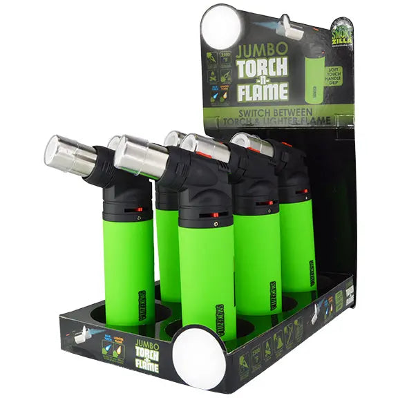 Jumbo Dual Flame N Torch Lighter - 6 Pieces Per Retail Ready Display 25619 SMOKEZILLA