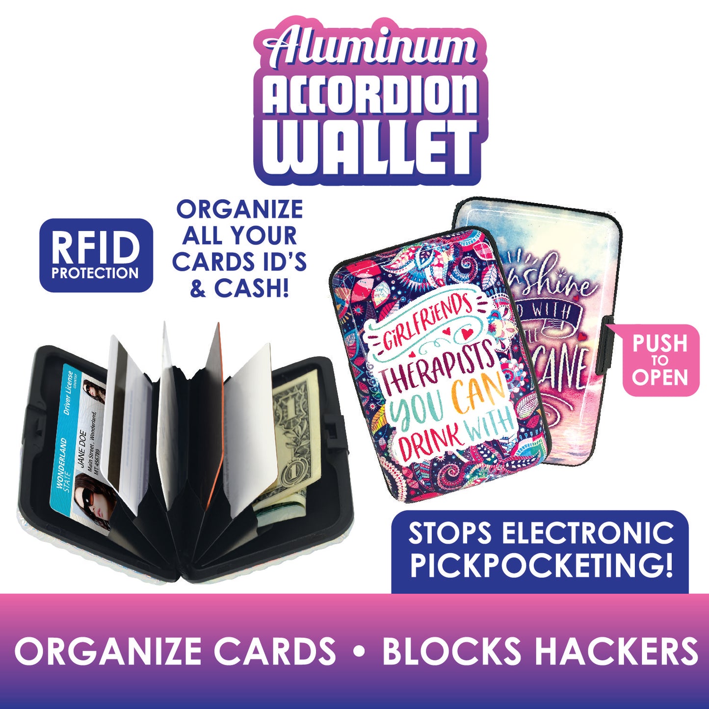 ITEM NUMBER 025688 METAL RFID WALLET 8 PIECES PER DISPLAY