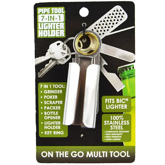 Metal Lighter Case Key Chain with Grinder - 6 Pieces Per Retail Ready Display 26044 SMOKEZILLA