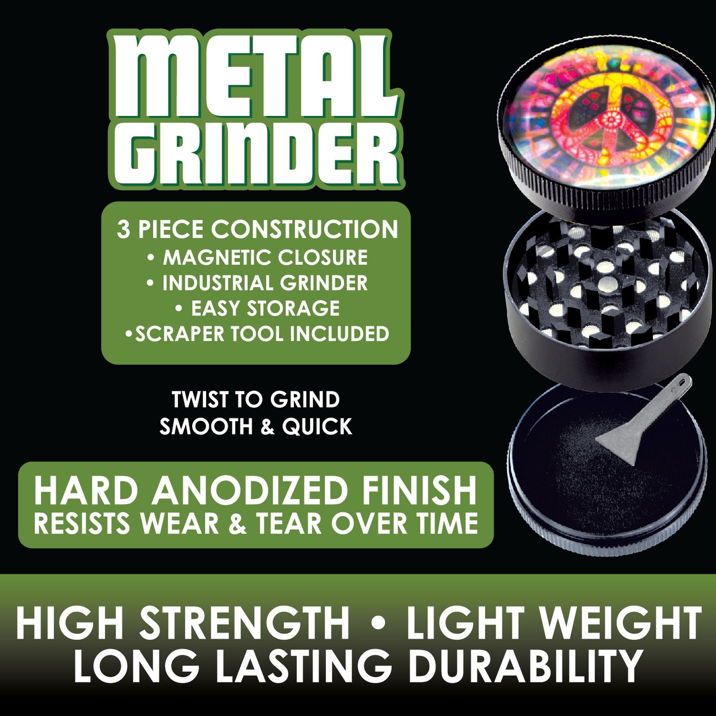 ITEM NUMBER 026050 METAL DOME GRINDER MIX C 6 PIECES PER DISPLAY
