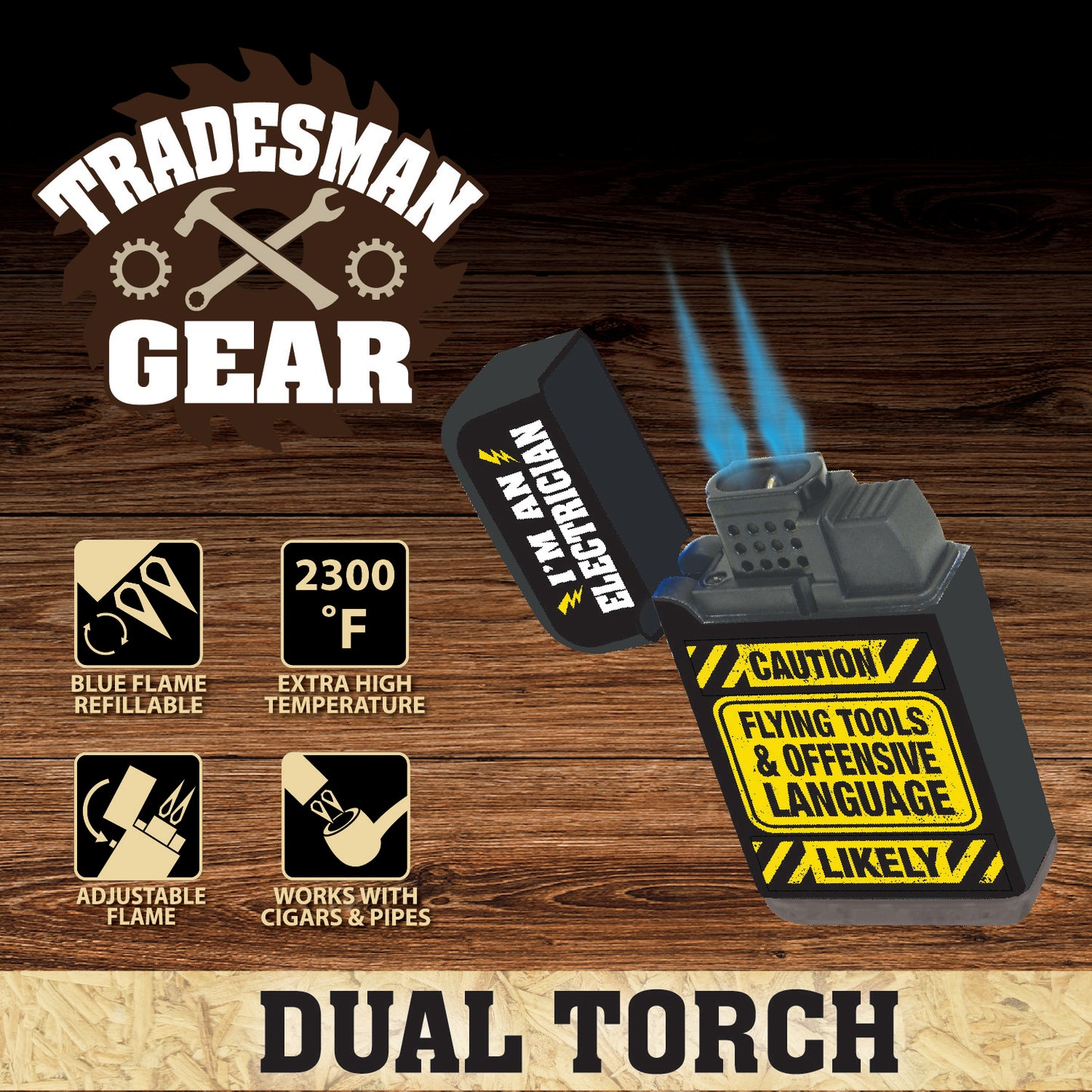 ITEM NUMBER 026142 TRADESMAN DUAL TORCHLIGHTER 15 PIECES PER DISPLAY