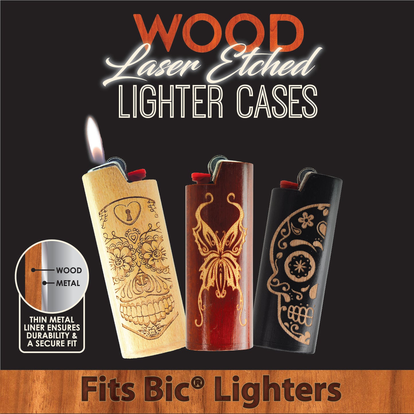 ITEM NUMBER 026433 WOOD LIGHTER CASE 12 PIECES PER DISPLAY