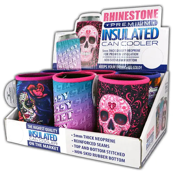 Neoprene Rhinestone Can and Bottle Cooler - 6 Per Retail Ready Display 26441 POLAR GEAR