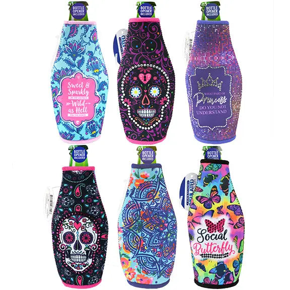 Neoprene Rhinestone Bottle Suit Cooler - 6 Per Retail Ready Display 26448 POLAR GEAR