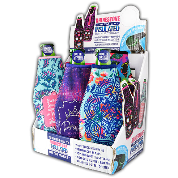 ITEM NUMBER 026448 RHINESTONE BOTTLE COOLER 6 PIECES PER DISPLAY