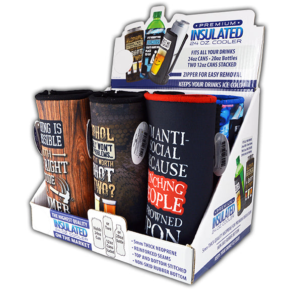 ITEM NUMBER 026452 24OZ CAN COOLER 6 PIECES PER DISPLAY