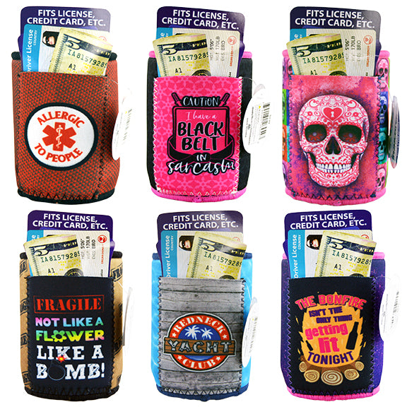 ITEM NUMBER 026454 CAN COOLER CARD POCKET D 6 PIECES PER DISPLAY