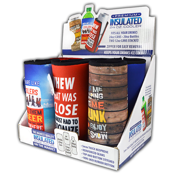 ITEM NUMBER 026475 24OZ CAN COOLER MIX C 6 PIECES PER DISPLAY