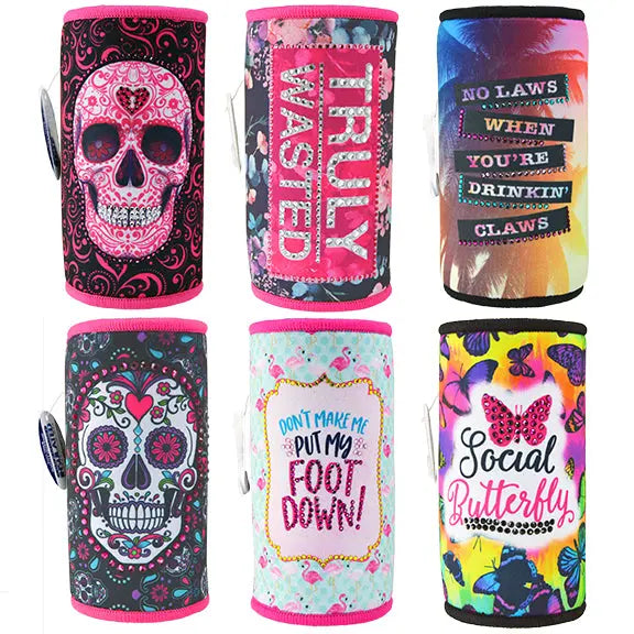 Neoprene Rhinestone Slim Can Cooler - 6 Per Retail Ready Display 26580 POLAR GEAR