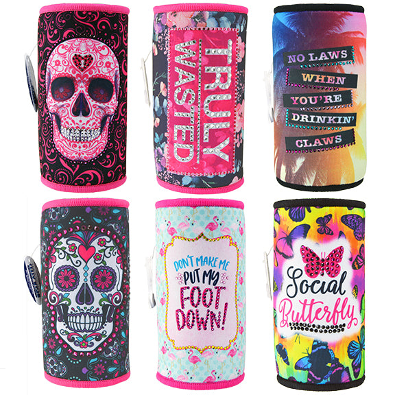 ITEM NUMBER 026580 RHINESTONE SLIM CAN COOLER 6 PIECES PER DISPLAY