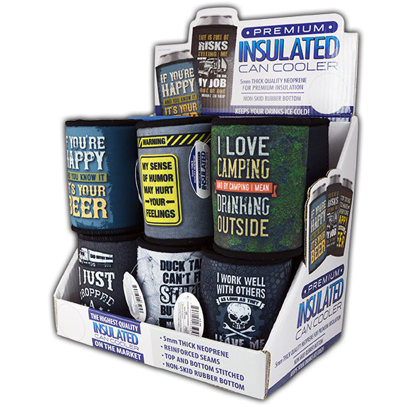 ITEM NUMBER 026595 HIGHWAY 5MM CAN COOLER MIX A 12 PIECES PER DISPLAY