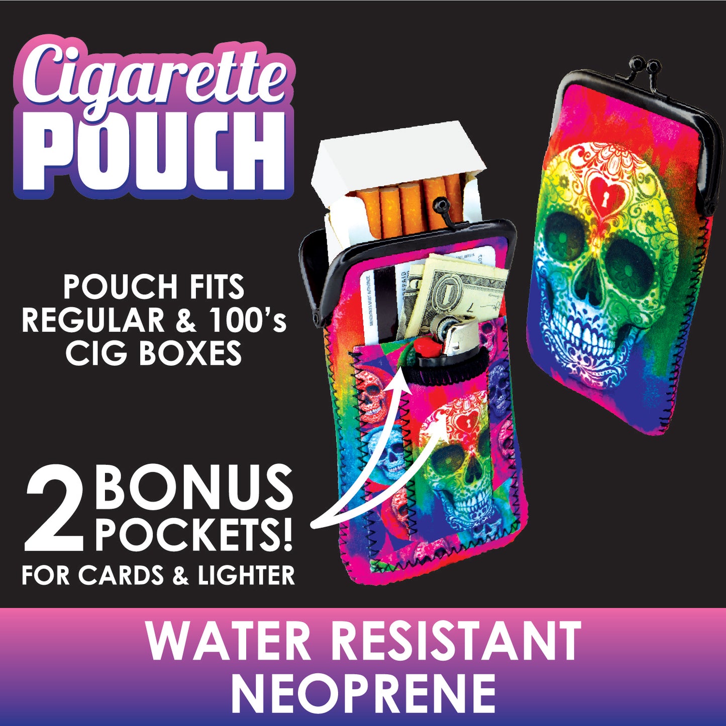 ITEM NUMBER 026661 NEOPRENE CIG POUCH MIX E 8 PIECES PER DISPLAY